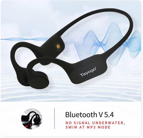 سماعات رأس Tayogo Bone Conduction للسباحة، بلوتوث 5.4، IP68 مقاومة للماء MP3 سماعات أذن مفتوحة للسباحة، ذاكرة 32 جيجابايت، شحن مغناطيسي سريع، ميكروفون مدمج، وقت تشغيل 15 ساعة، سماعات سباحة in Saudi Arabia