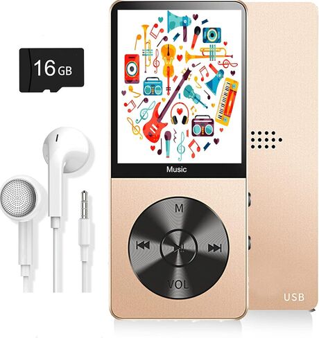 MP3 Player, Music Player with 16GB Micro SD Card, Build-in Speaker/Photo/Video Play/FM Radio/Voice Recorder/E-Book Reader, Supports up to 128GB in Saudi Arabia