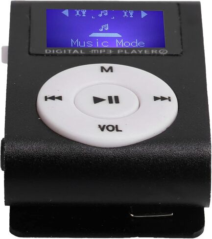 مشغل موسيقى MP3 صغير محمول مع شاشة LCD MP3 مع مشبك خلفي رياضي مع فتحة لبطاقة الذاكرة، الشحن يشمل كابل USB وسماعات رأس سلكية (أسود) in Kuwait