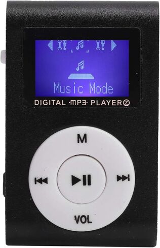 مشغل موسيقى MP3 صغير محمول مع شاشة LCD MP3 مع مشبك خلفي رياضي مع فتحة لبطاقة الذاكرة، الشحن يشمل كابل USB وسماعات رأس سلكية (أسود) in Kuwait