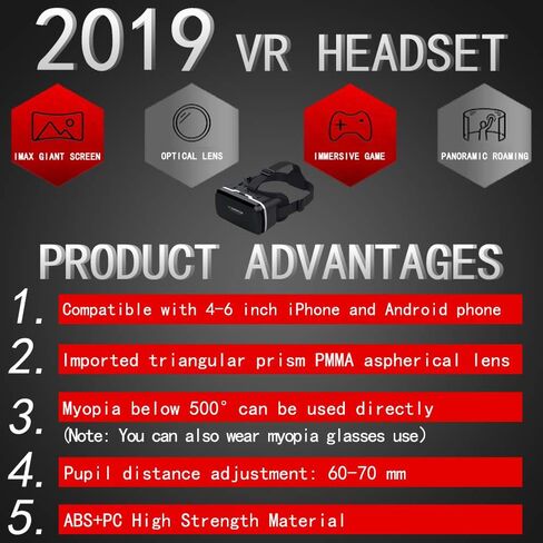 VR Headset with Remote Controller,3D Glasses Virtual Reality Headset for VR Games & 3D Movies, VR Headset for iPhone & Android Phone,VR Glasses Suitable for Kids and Adults in Saudi Arabia