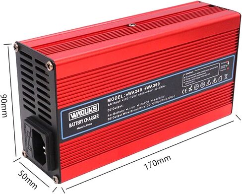 شاحن بطارية ليثيوم 67.2 فولت 3 أمبير، شاحن ذكي 60 فولت مع مروحة تبريد، علبة ألومنيوم حمراء تستخدم لحزمة بطارية ليثيوم أيون 16 ثانية 60 فولت، مخرج تيار مستمر، موصل XLR 3 شوكات in Kuwait