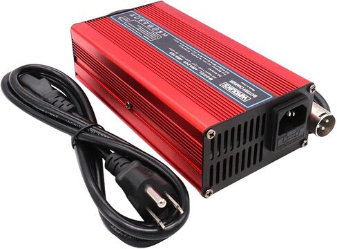 شاحن بطارية ليثيوم 67.2 فولت 3 أمبير، شاحن ذكي 60 فولت مع مروحة تبريد، علبة ألومنيوم حمراء تستخدم لحزمة بطارية ليثيوم أيون 16 ثانية 60 فولت، مخرج تيار مستمر، موصل XLR 3 شوكات in Kuwait