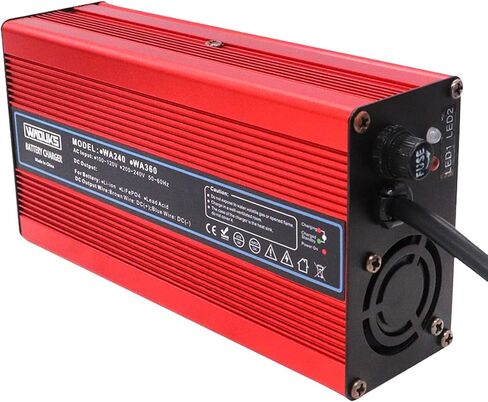 شاحن بطارية ليثيوم 67.2 فولت 3 أمبير، شاحن ذكي 60 فولت مع مروحة تبريد، علبة ألومنيوم حمراء تستخدم لحزمة بطارية ليثيوم أيون 16 ثانية 60 فولت، مخرج تيار مستمر، موصل XLR 3 شوكات in Kuwait