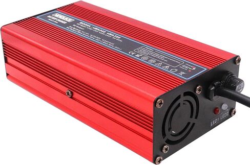 شاحن بطارية ليثيوم 67.2 فولت 3 أمبير، شاحن ذكي 60 فولت مع مروحة تبريد، علبة ألومنيوم حمراء تستخدم لحزمة بطارية ليثيوم أيون 16 ثانية 60 فولت، مخرج تيار مستمر، موصل XLR 3 شوكات in Kuwait