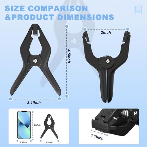 4.5in Spring Clamps, 6 Pack Clamps for Backdrop, Heavy Duty Plastic Clamps, Backdrop Clips Clamps for Woodworking, Crafts, Photography, Backdrop Stand, Outdoor (Black) in Saudi Arabia