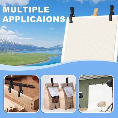 4.5in Spring Clamps, 6 Pack Clamps for Backdrop, Heavy Duty Plastic Clamps, Backdrop Clips Clamps for Woodworking, Crafts, Photography, Backdrop Stand, Outdoor (Black) in Saudi Arabia