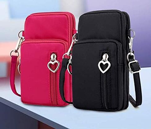 Roomy Travel Small Wristlet Crossbody Bag Cell Phone Purse Wallet Sports Armband Running Holder for iPhone 11/12 Mini/ 13 Pro/Xs Max/XR/ 8 Plus/SE/Google Pixel 6/5/ 4a/ 4a 5G (Black) in Saudi Arabia