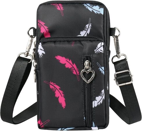 Roomy Travel Small Wristlet Crossbody Bag Cell Phone Purse Wallet Sports Armband Running Holder for iPhone 11/12 Mini/ 13 Pro/Xs Max/XR/ 8 Plus/SE/Google Pixel 6/5/ 4a/ 4a 5G (Black) in Saudi Arabia