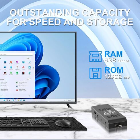 AKLWY Mini PC Stick Windows 11 Pro Celeron N4000 8GB DDR4 128GB SSD Mini Computer Intel Compute Stick Support HDMI 4K 60Hz, Gigabit Ethernet, 2.4G/5G WiFi, Bluetooth 4.2, Auto Power On in Saudi Arabia