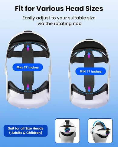 Head Strap for Meta Quest 3, 10000mAh Battery Pack for Oculus Quest 3 with RGB Light, Extended 6H Playtime with Enhanced Comfort and Balance, VR Accessories Adjustable Head Strap, Free Stickers in Saudi Arabia