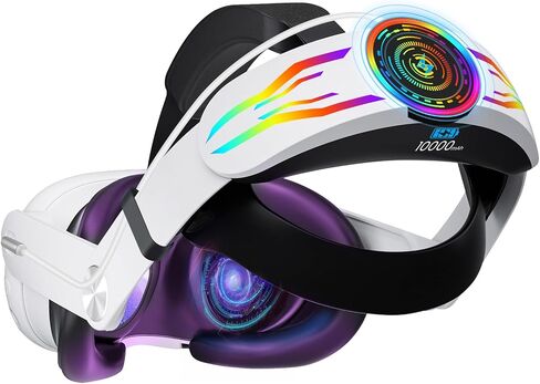 Head Strap for Meta Quest 3, 10000mAh Battery Pack for Oculus Quest 3 with RGB Light, Extended 6H Playtime with Enhanced Comfort and Balance, VR Accessories Adjustable Head Strap, Free Stickers in Saudi Arabia