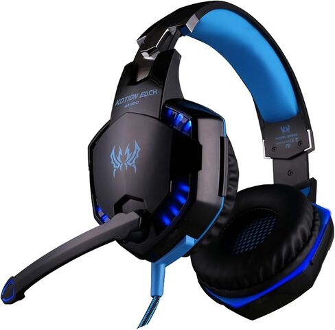 Gaming Headset with Mic for PC,PS4,Xbox One,Over-ear Headphones with Volume Control LED Light Cool Style Stereo,Noise Reduction for Laptops,Smartphone,Computer (Black & Blue) in Saudi Arabia