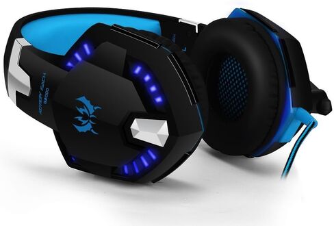 Gaming Headset with Mic for PC,PS4,Xbox One,Over-ear Headphones with Volume Control LED Light Cool Style Stereo,Noise Reduction for Laptops,Smartphone,Computer (Black & Blue) in Saudi Arabia