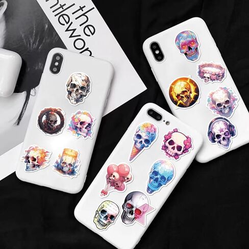 50 PC Sugar Skull Vinyl Stickers Pack, Laptop Skull Decals Decorations for Water Bottle Luggage Computer Skateboard Guitar Motorcycle Bike Nature Stickers Teens Girls Kids Adults in Saudi Arabia