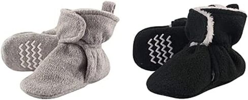 Hudson Baby Girl Cozy Fleece Booties 2-Pack, Heather Gray Black Heather Gray, 12-18 Months in Saudi Arabia