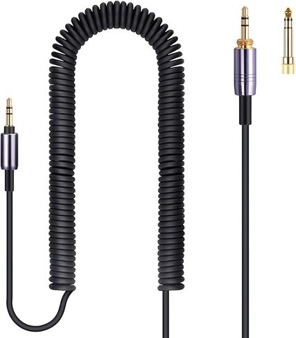 FAAEAL ATH-M50xBT Coiled Audio Cable Compatible with Audio Technica SR50BT ANC9 Sony WH-1000XM5 XM4 WH-XB910N MDR-1000X Headphones 3.5mm(1/8") Extension Wire with 6.35mm(1/4") Adapter 14ft in Saudi Arabia