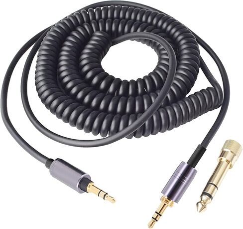 FAAEAL ATH-M50xBT Coiled Audio Cable Compatible with Audio Technica SR50BT ANC9 Sony WH-1000XM5 XM4 WH-XB910N MDR-1000X Headphones 3.5mm(1/8") Extension Wire with 6.35mm(1/4") Adapter 14ft in Saudi Arabia