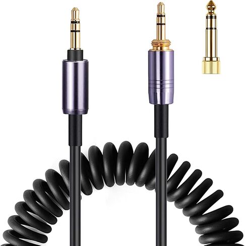 FAAEAL ATH-M50xBT Coiled Audio Cable Compatible with Audio Technica SR50BT ANC9 Sony WH-1000XM5 XM4 WH-XB910N MDR-1000X Headphones 3.5mm(1/8") Extension Wire with 6.35mm(1/4") Adapter 14ft in Saudi Arabia