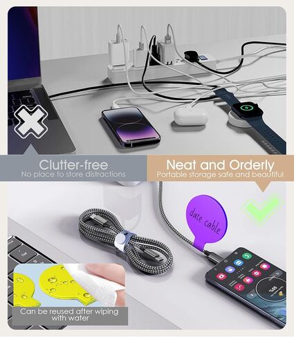 32Pcs Nearockle Cable Labels and Silicone Cable Ties Value Cable Management Set, 20 Cable Ties+12 Cord Labels for Electronics, Travel Home Office Desk Wire Organization(Black&White) in Saudi Arabia