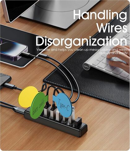32Pcs Nearockle Cable Labels and Silicone Cable Ties Value Cable Management Set, 20 Cable Ties+12 Cord Labels for Electronics, Travel Home Office Desk Wire Organization(Black&White) in Saudi Arabia