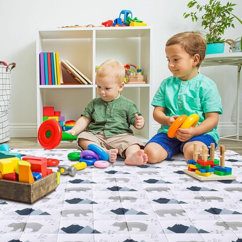Thick Cotton 50x50 Baby Play Mat for Playpen, Soft Cushioning Playpen Baby Mat for Kids Toddler Crawling and Playing,Machine Washable Mat and Foldable for Easy Store in Saudi Arabia
