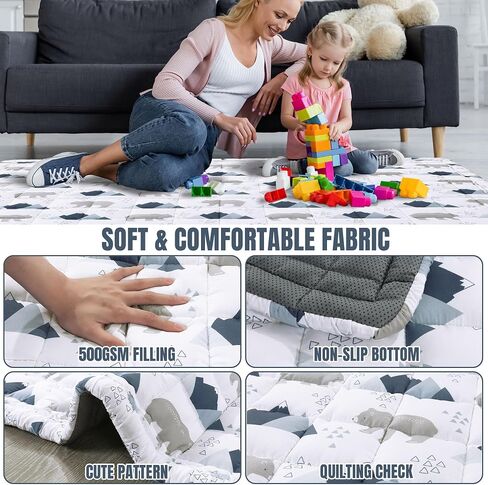 Thick Cotton 50x50 Baby Play Mat for Playpen, Soft Cushioning Playpen Baby Mat for Kids Toddler Crawling and Playing,Machine Washable Mat and Foldable for Easy Store in Saudi Arabia