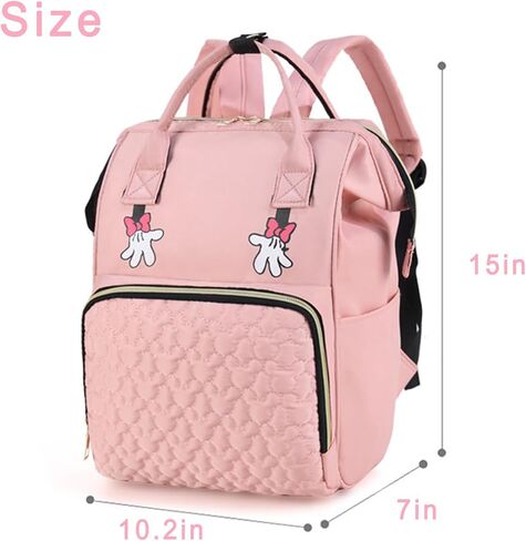 Cartoon Mouse Diaper Bag Backpack, Waterproof Diaper Nappy Bag Travel Back Pack Large Capacity Pink in Saudi Arabia
