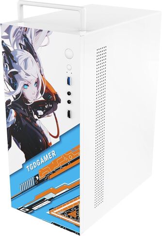 حافظة كمبيوتر Micro ATX مع مروحة حافظة كمبيوتر 1 × 80 مم، تدعم MATX، Mini-ITX، حافظة Micro ATX نحيفة بمقبض/ USB3.0x1، USB2.0X1، منفذ I/O، أبيض in Kuwait