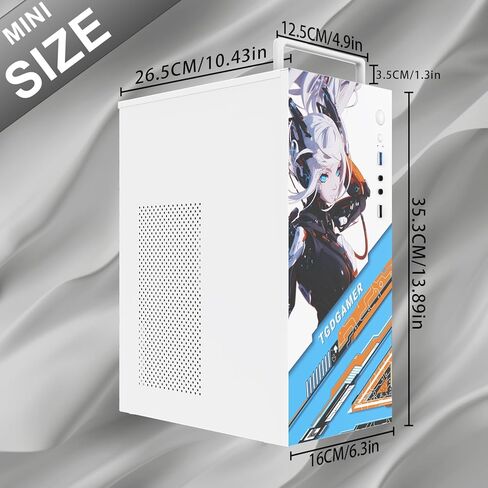 حافظة كمبيوتر Micro ATX مع مروحة حافظة كمبيوتر 1 × 80 مم، تدعم MATX، Mini-ITX، حافظة Micro ATX نحيفة بمقبض/ USB3.0x1، USB2.0X1، منفذ I/O، أبيض in Kuwait