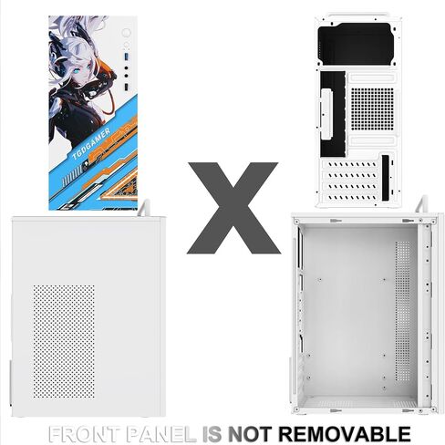 حافظة كمبيوتر Micro ATX مع مروحة حافظة كمبيوتر 1 × 80 مم، تدعم MATX، Mini-ITX، حافظة Micro ATX نحيفة بمقبض/ USB3.0x1، USB2.0X1، منفذ I/O، أبيض in Kuwait