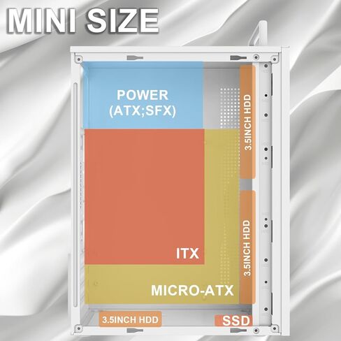حافظة كمبيوتر Micro ATX مع مروحة حافظة كمبيوتر 1 × 80 مم، تدعم MATX، Mini-ITX، حافظة Micro ATX نحيفة بمقبض/ USB3.0x1، USB2.0X1، منفذ I/O، أبيض in Kuwait