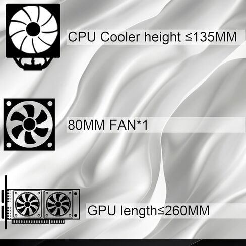 حافظة كمبيوتر Micro ATX مع مروحة حافظة كمبيوتر 1 × 80 مم، تدعم MATX، Mini-ITX، حافظة Micro ATX نحيفة بمقبض/ USB3.0x1، USB2.0X1، منفذ I/O، أبيض in Kuwait