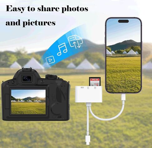 [معتمد من Apple MFi] قارئ بطاقات SD ومحول USB OTG لأجهزة iPhone/iPad، موصل Lightning مزدوج وموصل USB C إلى محول SD/TF مع فتحات بطاقة Micro SD وSD، يدعم SD/Micro SD/SDHC/SDXC/MMC in Kuwait