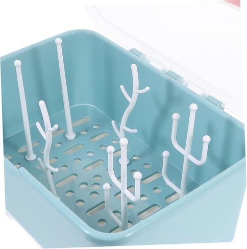 Toddmomy 1pc Portable Baby Bottle Drying Rack Storage Box Organizer with Cover,Large Bottle Storage Box Organizer for Home Kitchen in Saudi Arabia