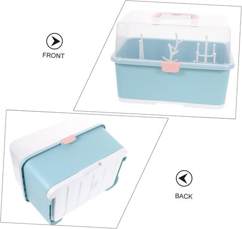 Toddmomy 1pc Portable Baby Bottle Drying Rack Storage Box Organizer with Cover,Large Bottle Storage Box Organizer for Home Kitchen in Saudi Arabia