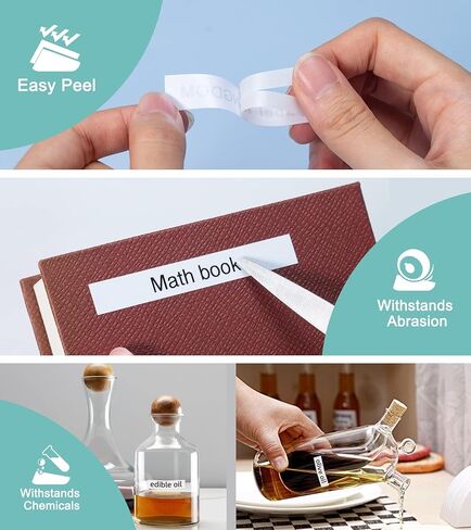 6 عبوات D210S H1100 E1000 D480BT P3200 شريط صانع الملصقات 12 مم 0.47 بوصة شريط مصفح متعدد الألوان أسود على أبيض/أرجواني فاتح/أزرق فاتح/وردي فاتح/أخضر نعناعي/شفاف لـ PT-D210 H110 D220 in Kuwait