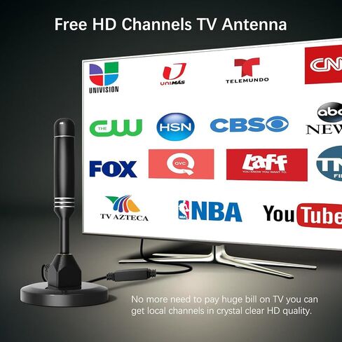 TV Antenna, Upgraded TV Antenna for Smart TV Indoor Outdoor, 4K 1080P HD Digital Antenna for Local Channels, 360° Signal Reception UP to 300 Miles - 16.40FT Coax HDTV Cable in Saudi Arabia