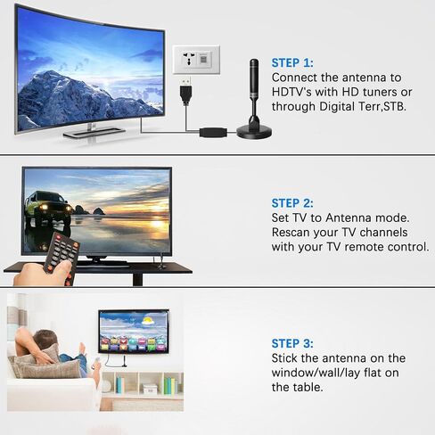 TV Antenna, Upgraded TV Antenna for Smart TV Indoor Outdoor, 4K 1080P HD Digital Antenna for Local Channels, 360° Signal Reception UP to 300 Miles - 16.40FT Coax HDTV Cable in Saudi Arabia