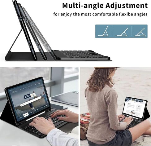 حافظة لوحة مفاتيح لجهاز iPad 9th/8th/7th Generation 10.2 بوصة، لوحة مفاتيح بلوتوث لاسلكية قابلة للفصل، غطاء واقٍ من جلد البولي يوريثان مع حامل قلم رصاص لجهاز iPad 10.2 2021/2020/2019، Dragonfly in Kuwait