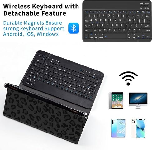 حافظة لوحة مفاتيح لجهاز iPad 9th/8th/7th Generation 10.2 بوصة، لوحة مفاتيح بلوتوث لاسلكية قابلة للفصل، غطاء واقٍ من جلد البولي يوريثان مع حامل قلم رصاص لجهاز iPad 10.2 2021/2020/2019، Dragonfly in Kuwait