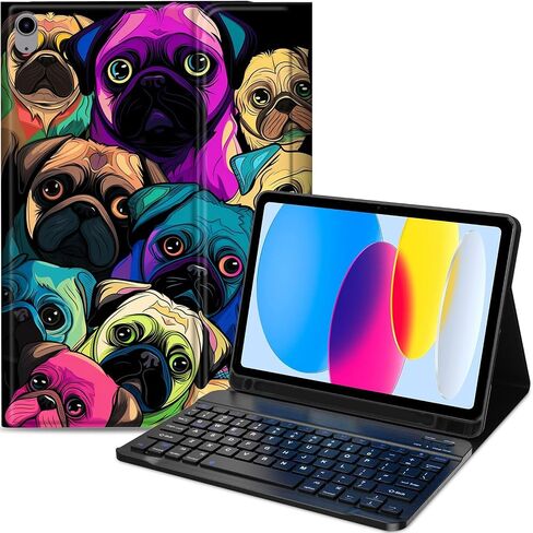 Keyboard Case for iPad 9th/8th/7th Generation 10.2 inch, Detachable Wireless Bluetooth Keyboard Slim PU Leather Protective Cover with Pencil Holder for iPad 10.2 2021/2020/2019, Purple Dragon in Saudi Arabia