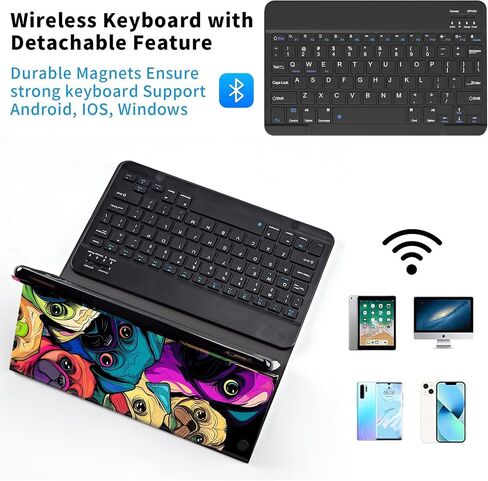 Keyboard Case for iPad 9th/8th/7th Generation 10.2 inch, Detachable Wireless Bluetooth Keyboard Slim PU Leather Protective Cover with Pencil Holder for iPad 10.2 2021/2020/2019, Purple Dragon in Saudi Arabia