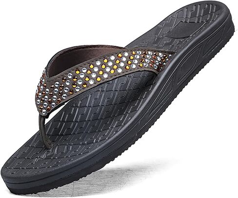 RIKANR Womens Flip Flops, Plantar Fasciitis Sandals for Flat Feet Dressy Comfortable Casual Sandals Walking with Arch Support Thong Flip Flops Beach Sandals Summer in Saudi Arabia