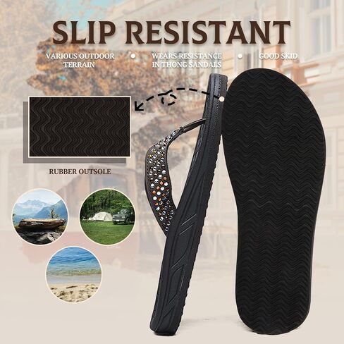 RIKANR Womens Flip Flops, Plantar Fasciitis Sandals for Flat Feet Dressy Comfortable Casual Sandals Walking with Arch Support Thong Flip Flops Beach Sandals Summer in Saudi Arabia