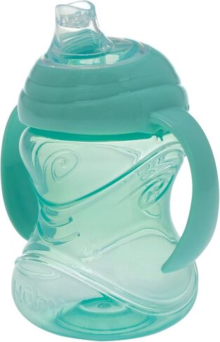 كوب تدريب Nuby No-Spill Grip N' Sip بسعة 10 أونصة مع فوهة سيليكون مرنة ناعمة، مقبضين مع ميزة قفل Clik-It، عبوتان، 4+M، ألوان محايدة in Saudi Arabia