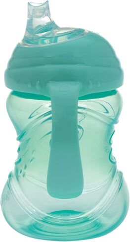 كوب تدريب Nuby No-Spill Grip N' Sip بسعة 10 أونصة مع فوهة سيليكون مرنة ناعمة، مقبضين مع ميزة قفل Clik-It، عبوتان، 4+M، ألوان محايدة in Saudi Arabia