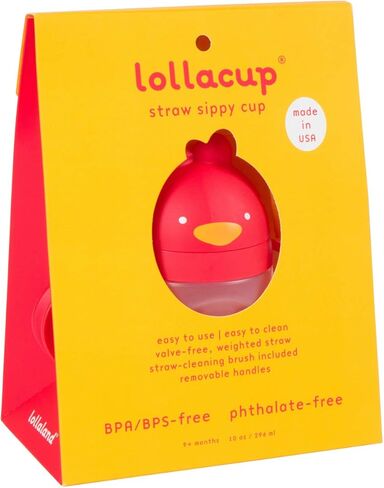 كوب مضاد للانسكاب من القش مرجح للأطفال: Lollacup - صُنع في الولايات المتحدة الأمريكية - كوب مضاد للانسكاب للأطفال والرضع والأطفال الصغار (6 أشهر - 9 أشهر) | منتجات خزان القرش | مصاصة (أحمر غامق) in Kuwait