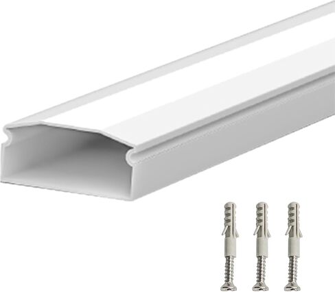TV Cord Hider, Under Desk Cable Management,Cable Management,1 ft Cable Cover for up to 4 Cords, Ideal for Wall-Mounted TVs. Dimensions: 1 Pieces of L 1 ft x W 1.18 in x H 0.6 in (White) in Saudi Arabia