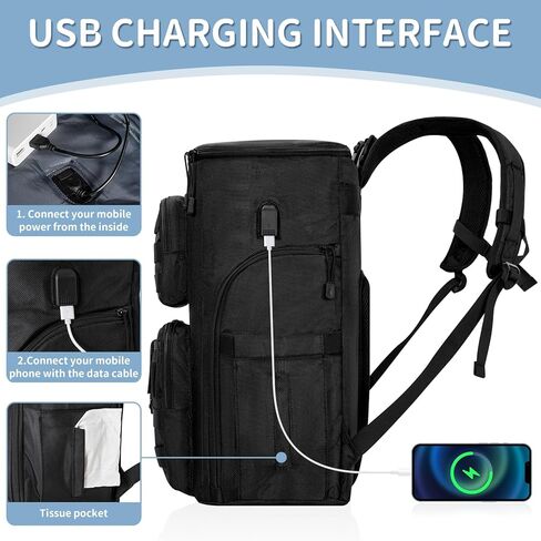 حقيبة حفاضات للأب، حقيبة ظهر للحفاضات العسكرية، حقيبة كبيرة لحفاضات الأطفال للرجال مع حصيرة تغيير الحفاضات وأشرطة بمنفذ شحن USB لعربة الأطفال وجيب معزول in Kuwait